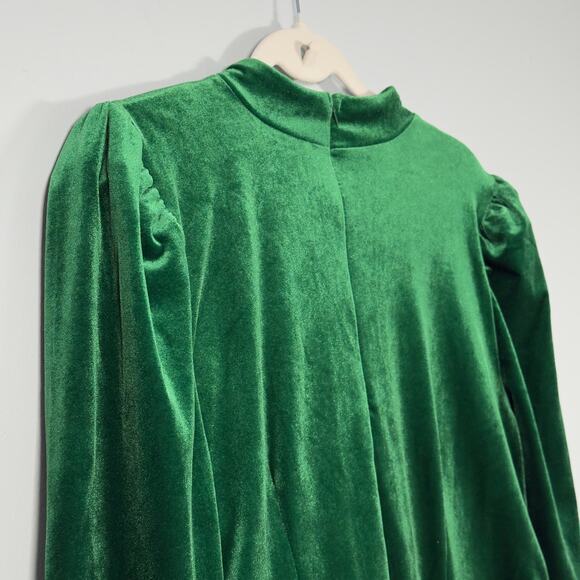 Eloquii Emerald Green Velvet Wrap Dress Plus Size 16 Holiday Cocktail Mini - Picture 8 of 9